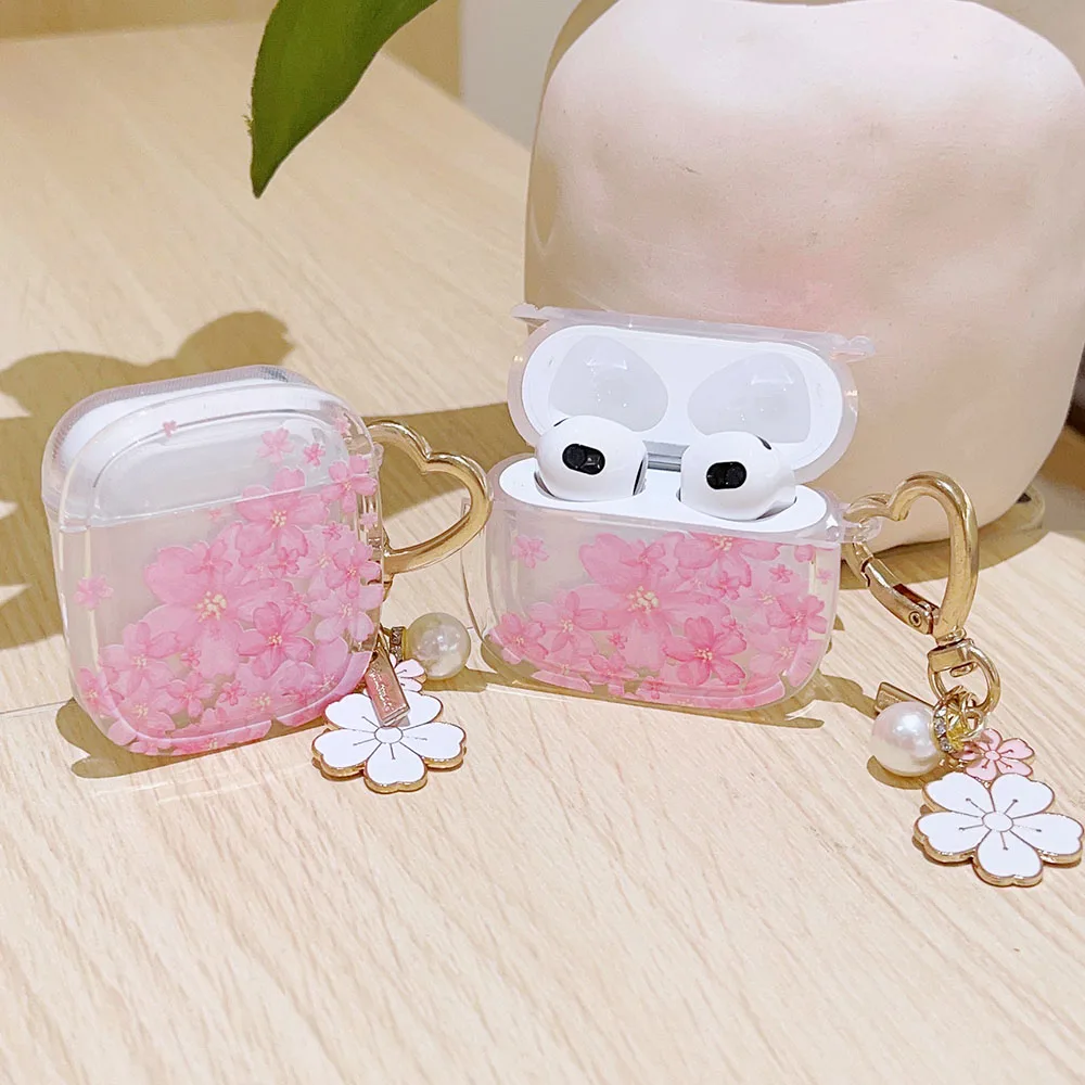 Cute Sakura Pink Case For AirPods Pro 2nd Soft Silicone Clear