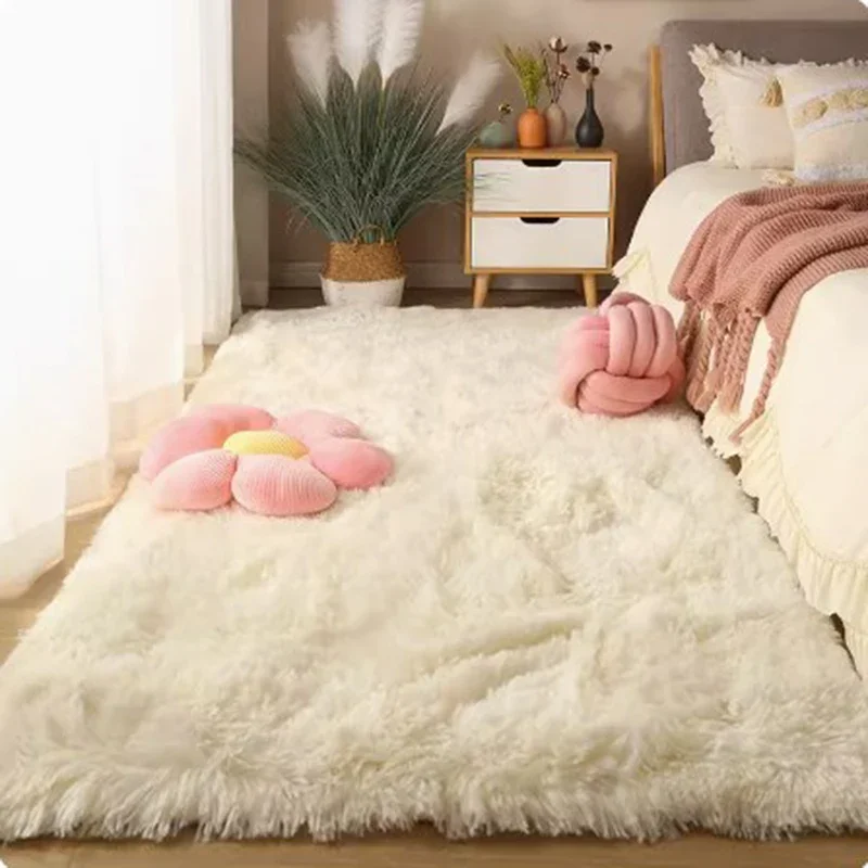 

Fluffy Soft Door Mat Carpet Thick Yellow Luxury Fuzzy Girl Floor Mats Aesthetic Nordic Korean Hogar Y Decoracion Home Decoration