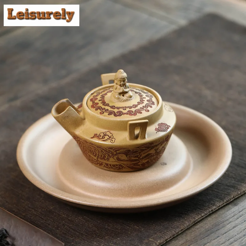110ml Yixing Purple Clay Teapots Handmade Buddha Ruyi Pot Raw Ore Dahongpao Mud Tea Maker Kettle With Infuser Zisha Tea Set Gift