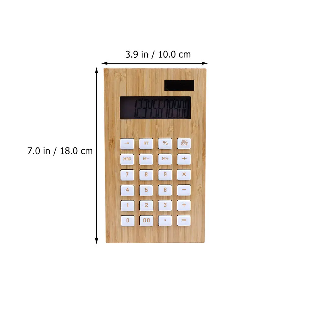 1Pcs 천연 나무로 만든 태양열 계산기 지속 가능한 소재 경량 휴대용 전문 사무용 계산 보조 도구