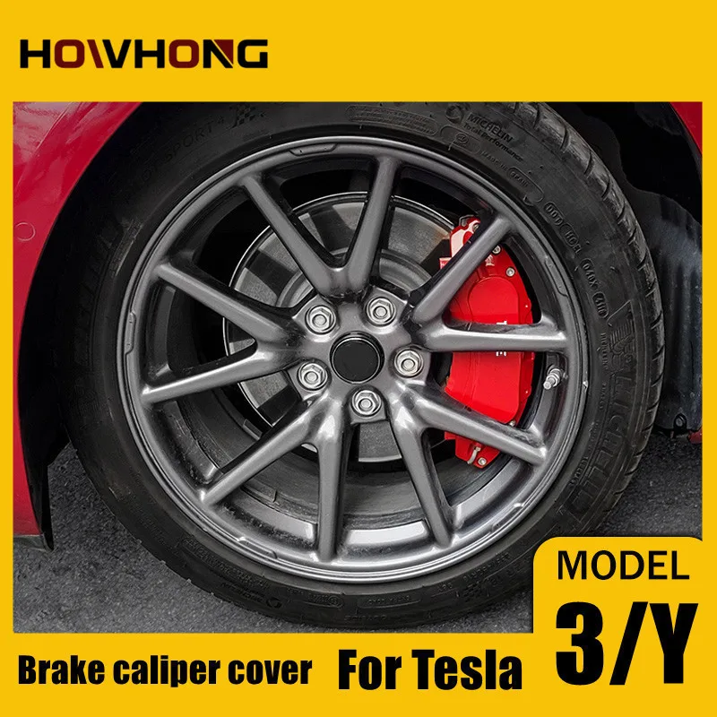 

Brake Caliper Cover For Tesla MODEL 3 Y 4 Pcs Car Exterior Accessories High Hardness Alloy Wheel Hub Modification Special Use