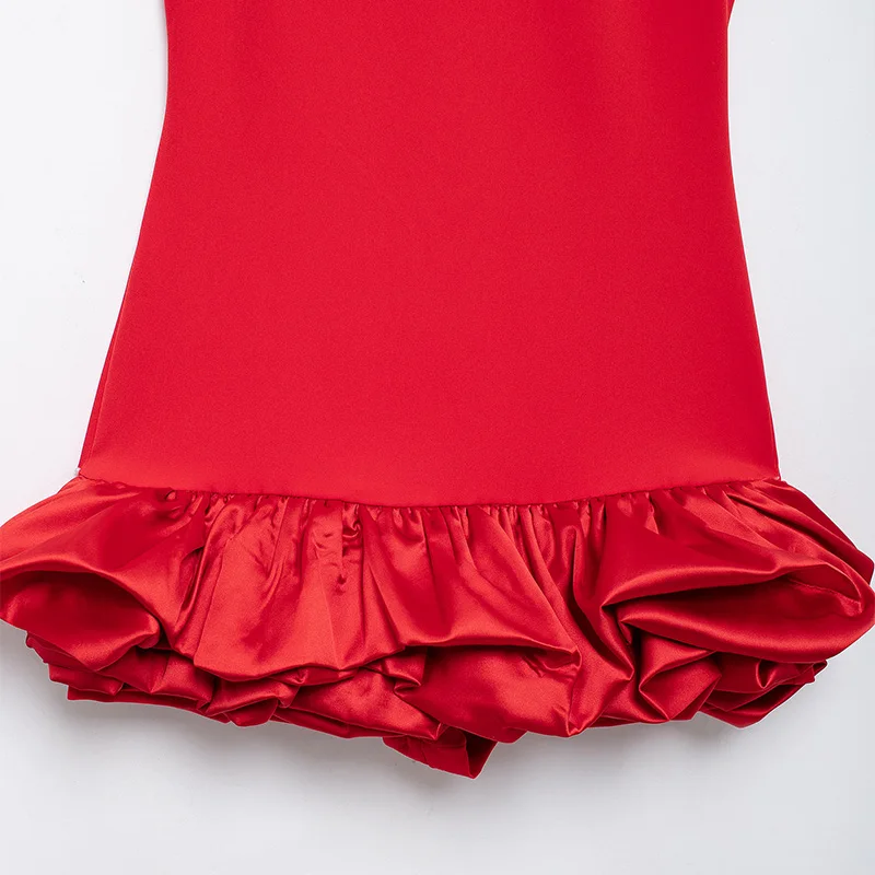 Elegant Sleeveless White Short Dress Women Slim O-neck Backless Ruffles Hem Party Evening Dresses Summer Lady Streetwear