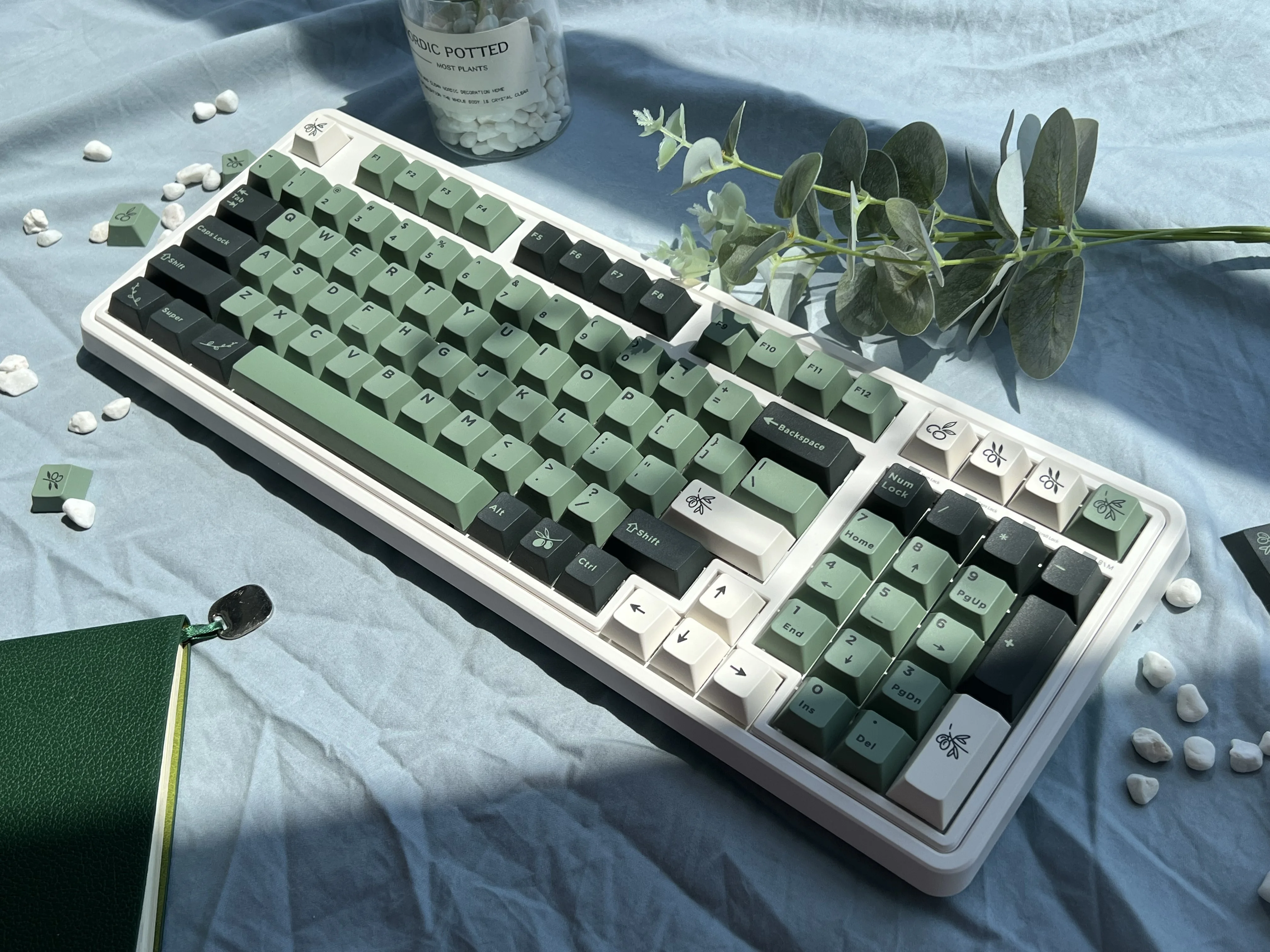 Pbt Olive Keycap Conjunto para Teclado Mecânico Sublimação Altura de Fábrica Original Teclas mx Personalizadas 170 Teclas 64 84 87 98 104