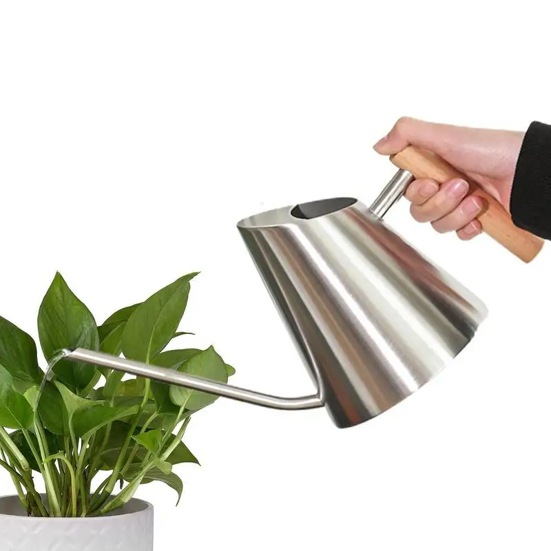 

Stainless Steel Watering Can Lightweight Outdoor Watering Can Stainless Steel 900ML Garden Watering Tool Long Design Wooden