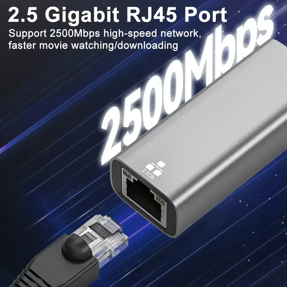 USB Ethernet Adapter 2500Mbps 1000Mbps USB3.0 Network Card 2.5G Ethernet Gigabit Adapter Lan Hub for MacBook Win 7/8/10/11