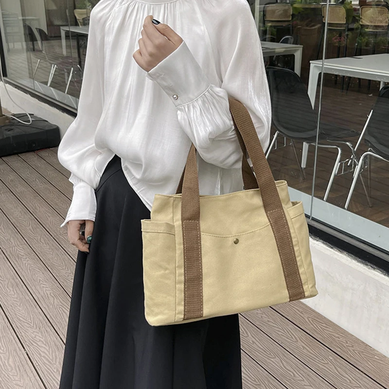 Large Capacity Canvas Tote Bags for Work Commuting Carrying Bag College Style Student Outfit Book Shoulder Bag Bolsos Para Mujer