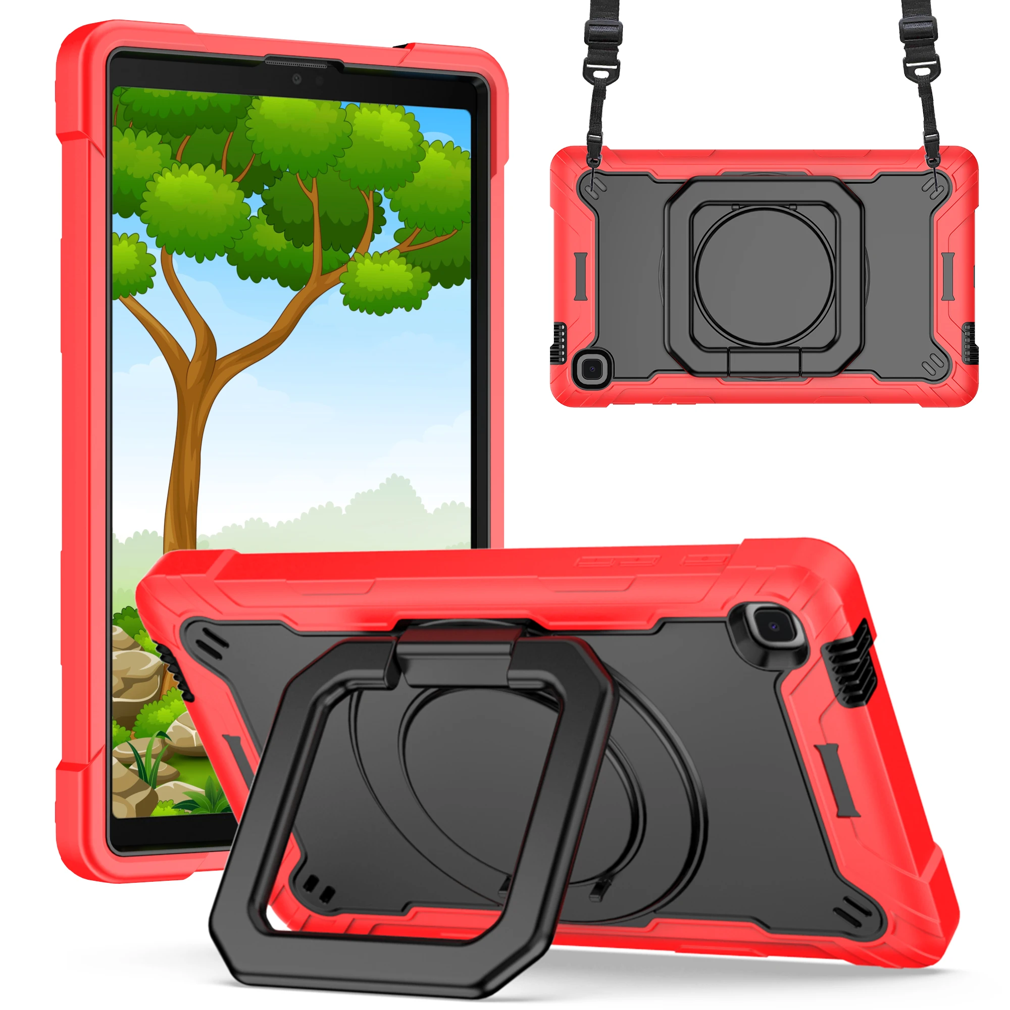 Enhanced Shockproof Tablet Case with 360° Rotatable Stand & Strap
