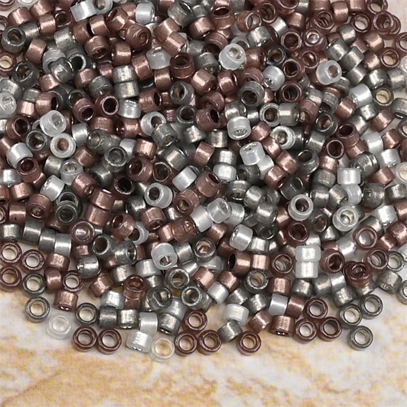 Silberfarben gefütterter Opal, japanische runde Seidenbeile, Mini-Glasperlen, 13,5 Gramm, kleine abstandshalterige zylindrische Perlen für die Schmuckherstellung – Detail 15