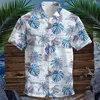 2024 New Men's Temperament Fashion Hawaiian Shirt Beach Coconut Printed Shirt T-Shirt Lapel Button Ocean Large Size Short Sleeve 1