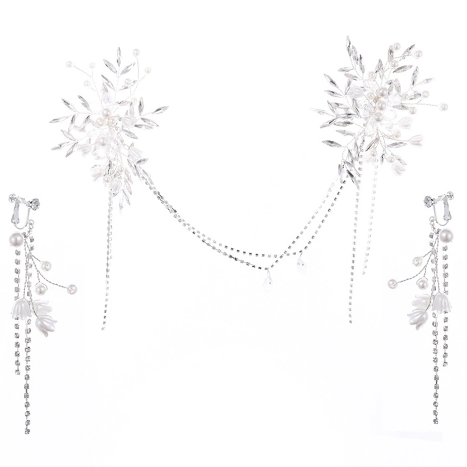 

Hair Jewelry Hair Clip Earring Set Long Tassel Elegant Flower Decor Jewelry for Holiday Party Christmas Surprised Gift
