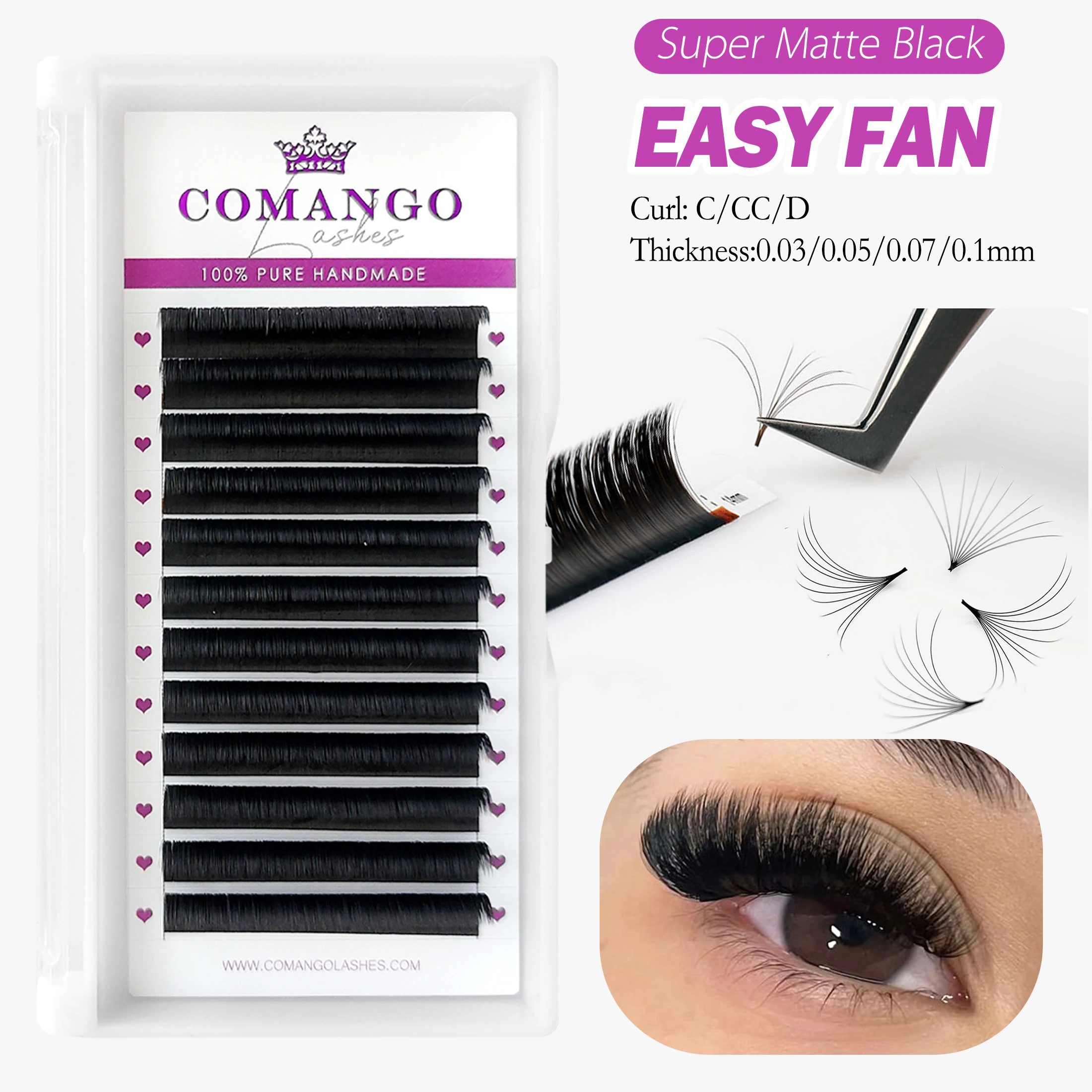 

Удобные ресницы CoMango, цветущие матовые искусственные норковые ресницы, мягкие натуральные ресницы для наращивания, объемные Автомобильные ресницы