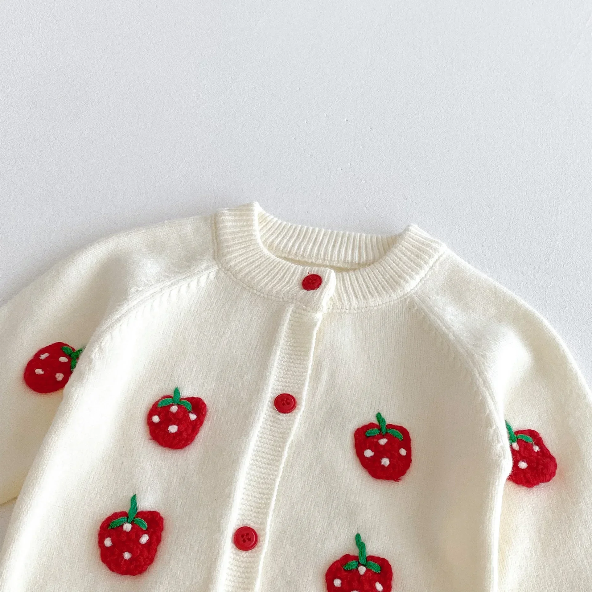 MILANCEL New Autumn Baby Sweater Set 3M-3T Sweet Strawberry Toddler Knitted Cardigan +Bloomer Infant Outfit 2PCS