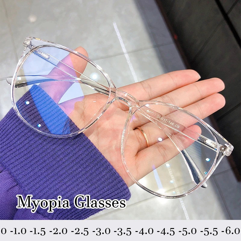 Männer Frauen fertig Myopie Brille Vintage ovalen Rahmen blaues Licht blockiert kurzsichtige Brille minus Brille Dioptrien 0 bis-6,0