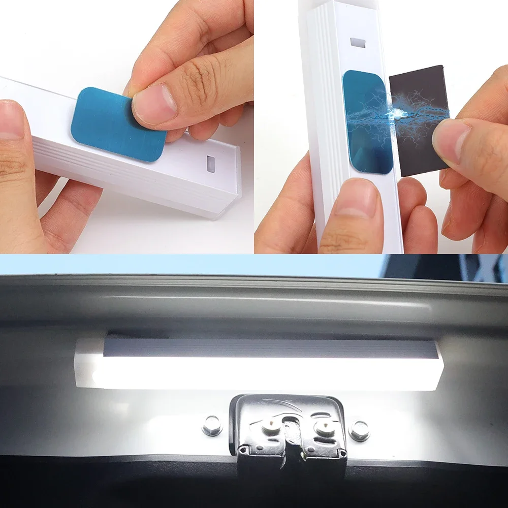 바닥 트렁크 후드 용 자동차 센서 라이트 자동 인테리어 독서 등 USB 충전 인체 유도 트렁크 자기 감지 라이트