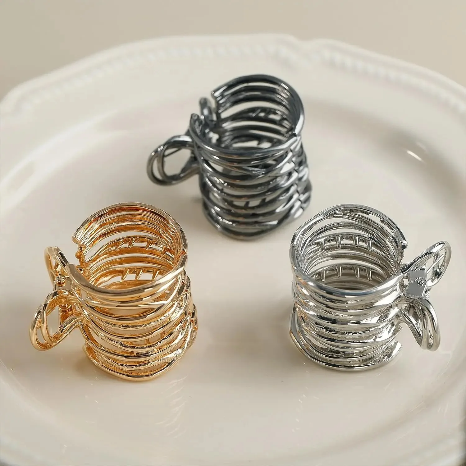 Hair Accessory Fashion Gold Color Hollow Geometric Hair Clips Metal Hair Claw Cross Hairclip Headband Hairpin Crab Women