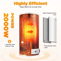 Chaudière à eau chaude de stockage 80L 220V chauffe-eau électronique sans réservoir chauffe-eau électrique avec douchette à main pour salles de bains 3