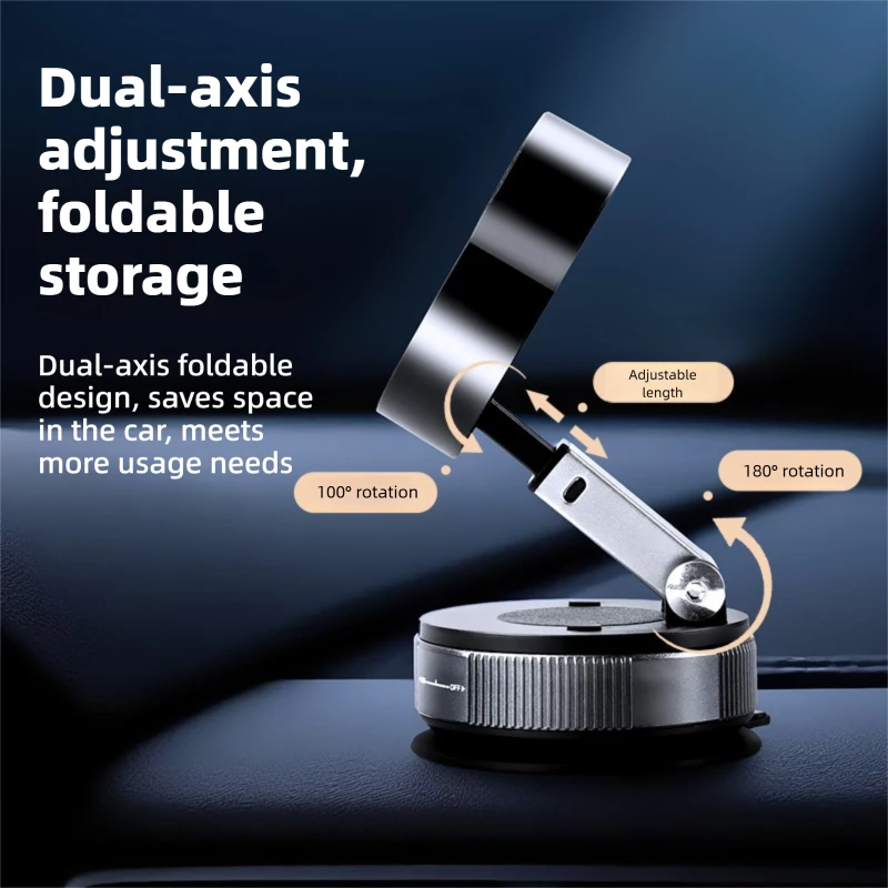 Vacuum Suction Cup&Magnetic Phone Holder Car Dashboard/Mirror/Gym For Magsaqfe iPhone 16~12 Pro Max Samsung Xiaomi Cell Bracket