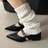 Pointed Toe Women Loafers Black Brown White Casual Mules Shoes Belt Buckle Shallow Slip on Low Flat Heeled Party Pumps Size 40 1
