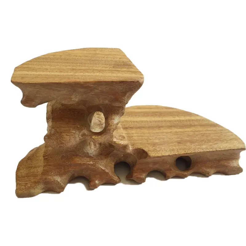 Semicircle Square Purple Clay Pot, Rare Stone, Jade Root Carved, High and Low, Solid Wood Base, Ornament