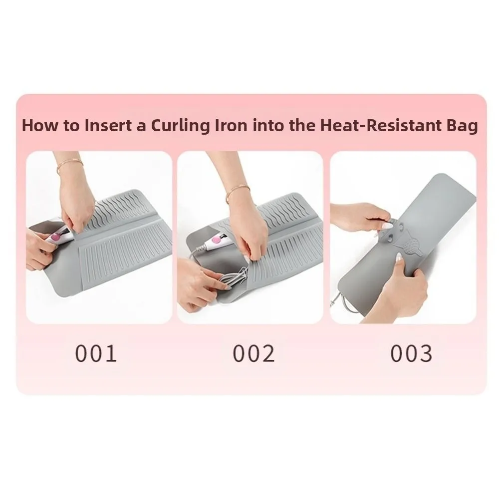 2 in 1 Hair Curler Storage Bag Silicone Portable Straightener Storage Pouch Dustproof Folding Curling Iron Carrying Case