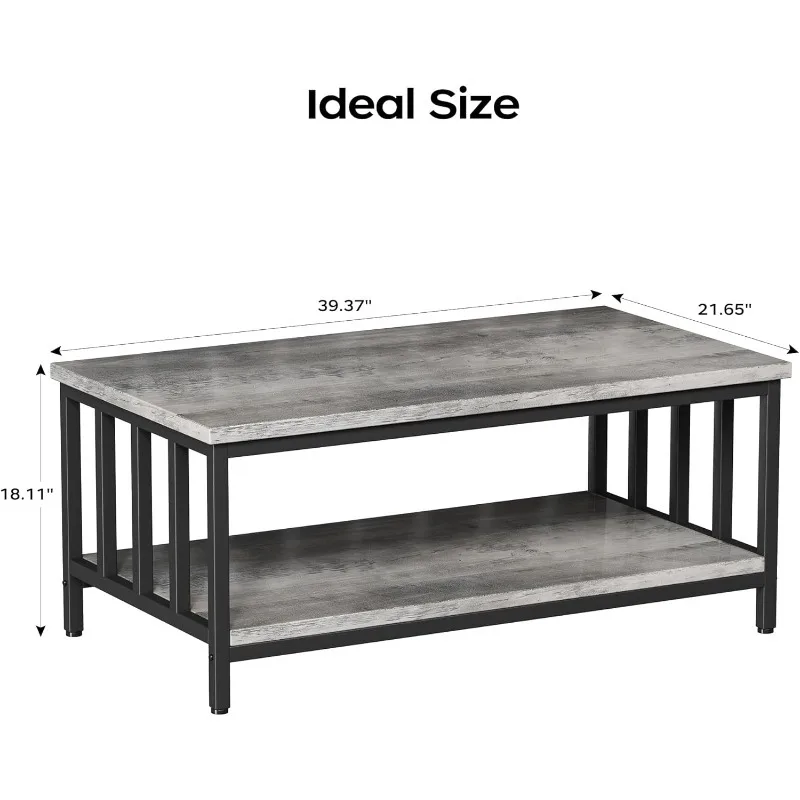Coffee Table for Living Room with Slatted Sides Frame, Modern Farmhouse Living Room Table 3