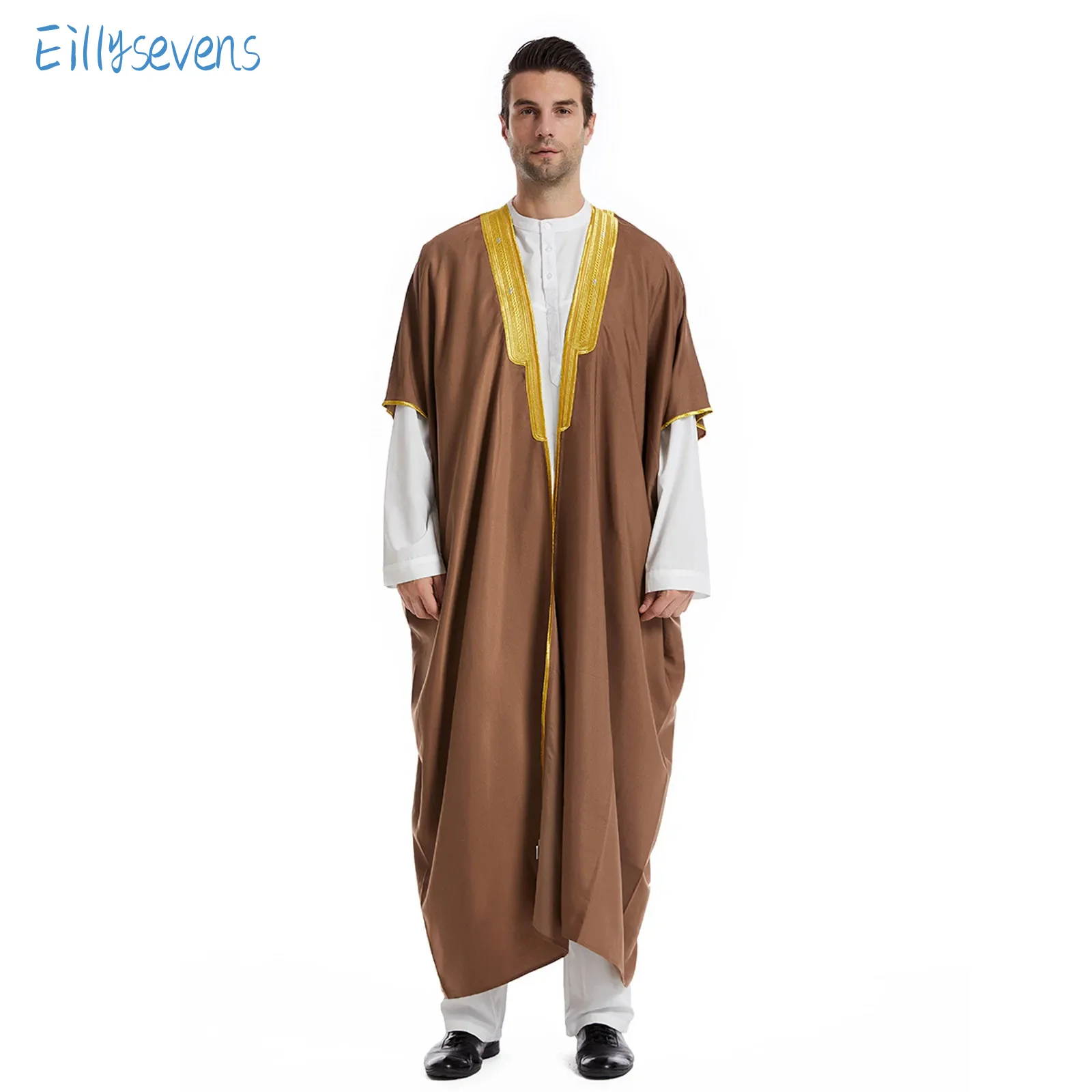 

Мужской мусульманский исламский кафтан, арабский винтажный лоскутный халат с длинным рукавом, свободный Дубайский Саудовский Арабский кафтан, мужской кардиган, одежда