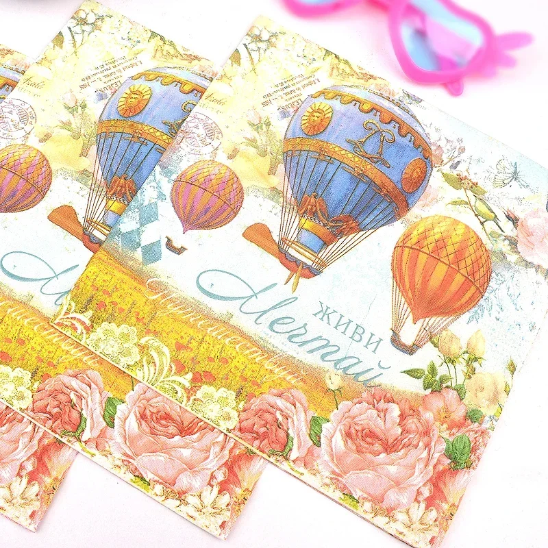 Hot Air Balloon Coloured Napkins Wedding Placemat Paper Rose Wine Glass Flower Arrangement Paper Hotel Mouth Cloth Towel paper napkins disposable paper placemats