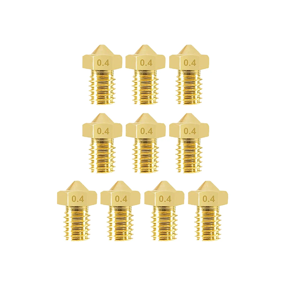

10 Pcs Exturder Nozzle M6 Threaded 0.2/0.3/0.4/0.5/0.6/0.8/1.0mm Optional for 1.75 Filament V5 V6 3D Printer Brass Nozzles