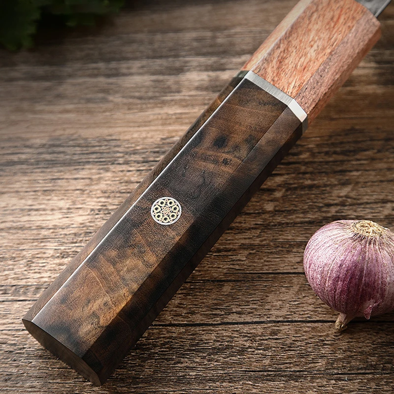 7"/8" Stainless Steel Yanagiba Knives Chef's Nakiri Santoku Salmon Knife Japanese Style Fish Fillet Wooden Knives for Cutting