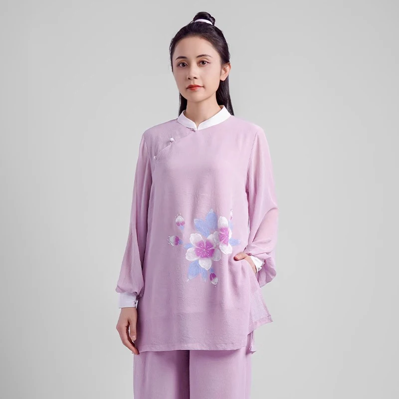 

Женская элегантная Бриллиантовая униформа в стиле кунг-фу, костюм для выступлений и соревнований, традиционный китайский стиль, розовый