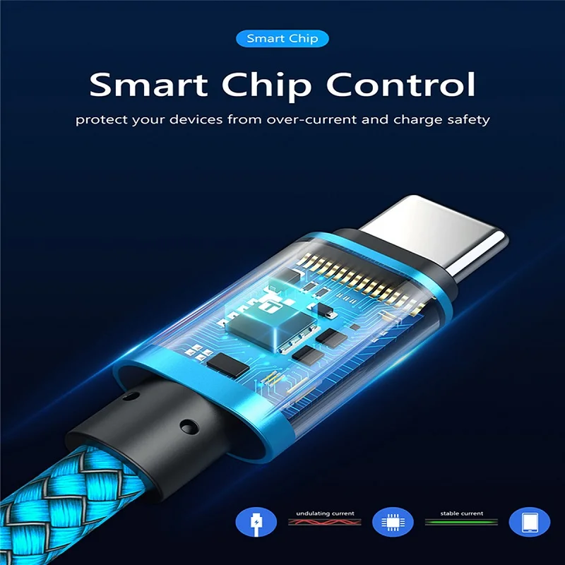 High-Speed USB A to Type C Nylon Braided Charging & Data Cable - Durable Android Phone Accessory, 1M/2M/3M Lengths