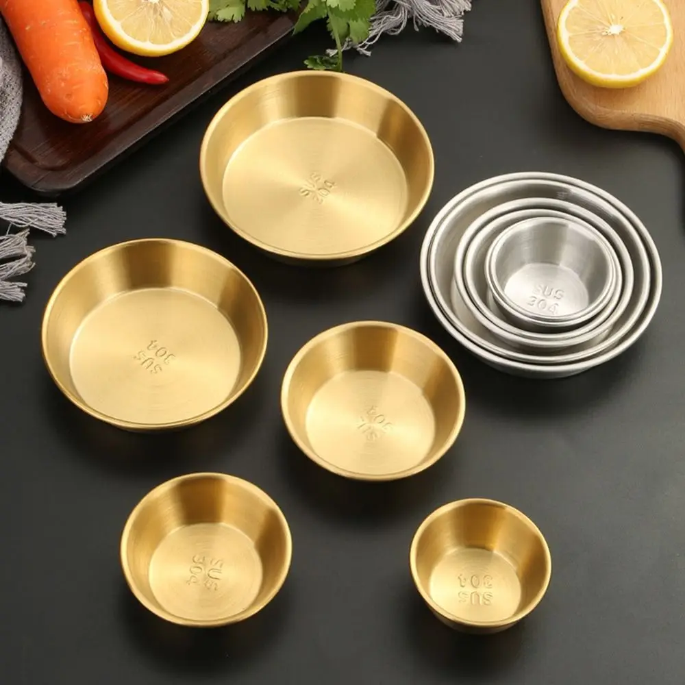Sushi Dipping Sauce Dishes Mini Appetizer Plates 304 Stainless Steel Seasoning Tray 7/8/10/11cm Bowl Sauce Plate 1Pcs