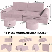 Modular Kids Play Couch,Child Sectional Sofa,Fortplay Bedroom and Playroom Furniture for Toddlers,Convertible Foam&Floor Cushion 2