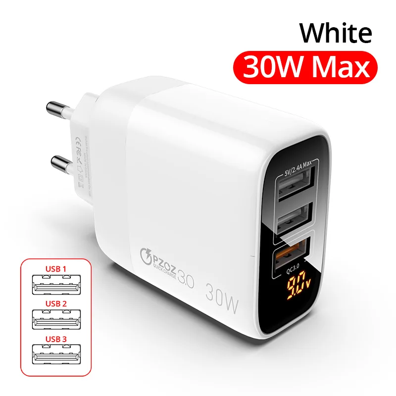 charger 65w PZOZ USB Charger 30W Fast Charging PD Type C Quick Charge LED Display For iPhone 13 12 Pro Max 11 8 Samsung Xiaomi USB C Charger 65w charger usb c Chargers