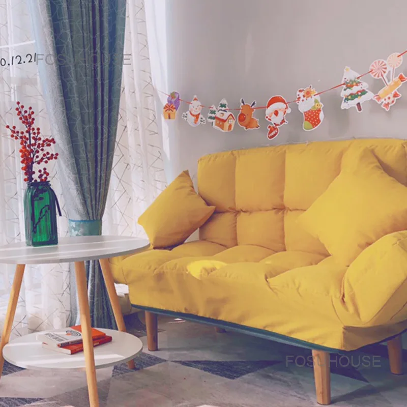 Small Family Living Room Sofas Single Lazy Sofa Bedroom Armchair Home Furniture Apartment Rental House Simple Mini Sofa Bed U