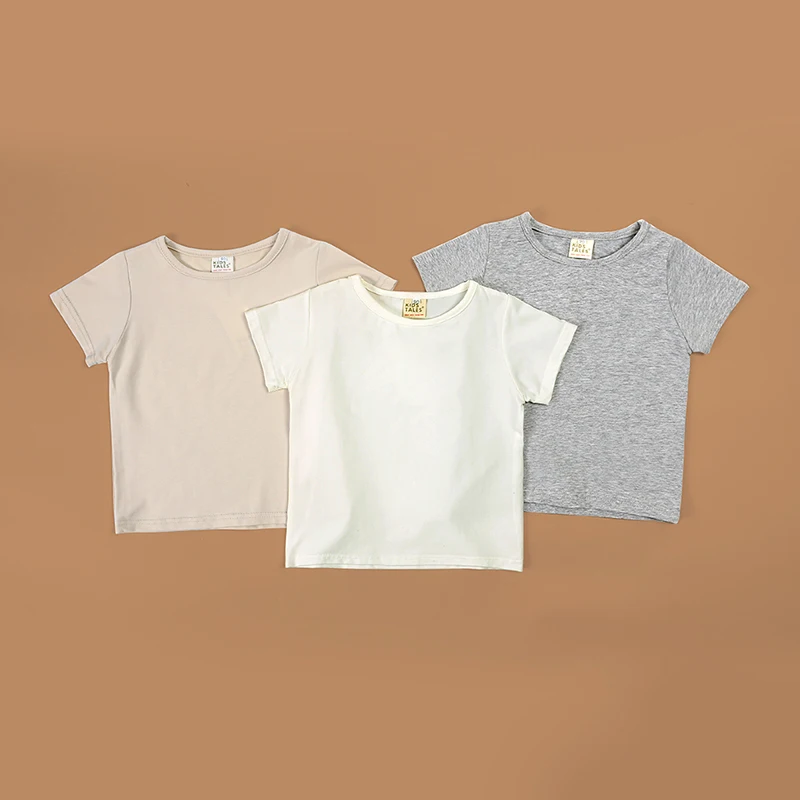 Description Picture 5 of item2025 Summer Baby Boys Shirts Cotton T-Shirts Solid Color Tops For Newborn Girls Short Sleeve Kids Toddler Tees Clothing 3M-3T