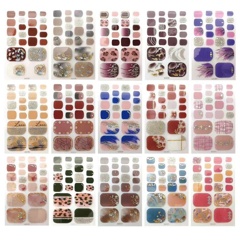 

Full Wraps Toenail Polish Stickers Glitter Toenail Art Polish Stickers Strips