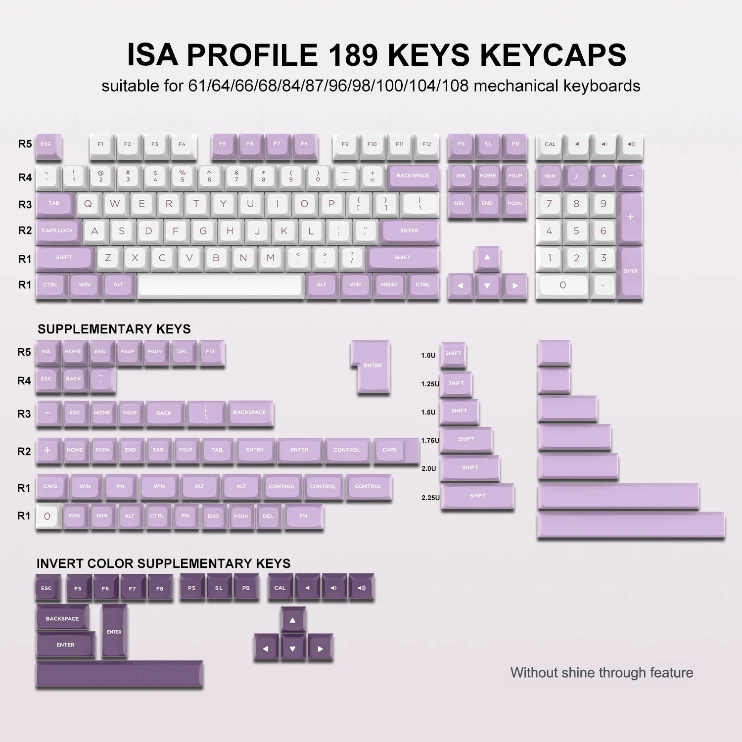 189 Ű PBT    ȭƮ ISA  Űĸ ŰƮ, GK61   2 PC  ̸ Ű Ʈ Űĸ