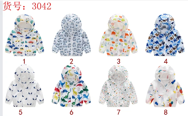 boys' Cartoon Handprint Hooded Windbreaker with Free Storage Bag Summer Sun-Safe Fun Kids Jacket