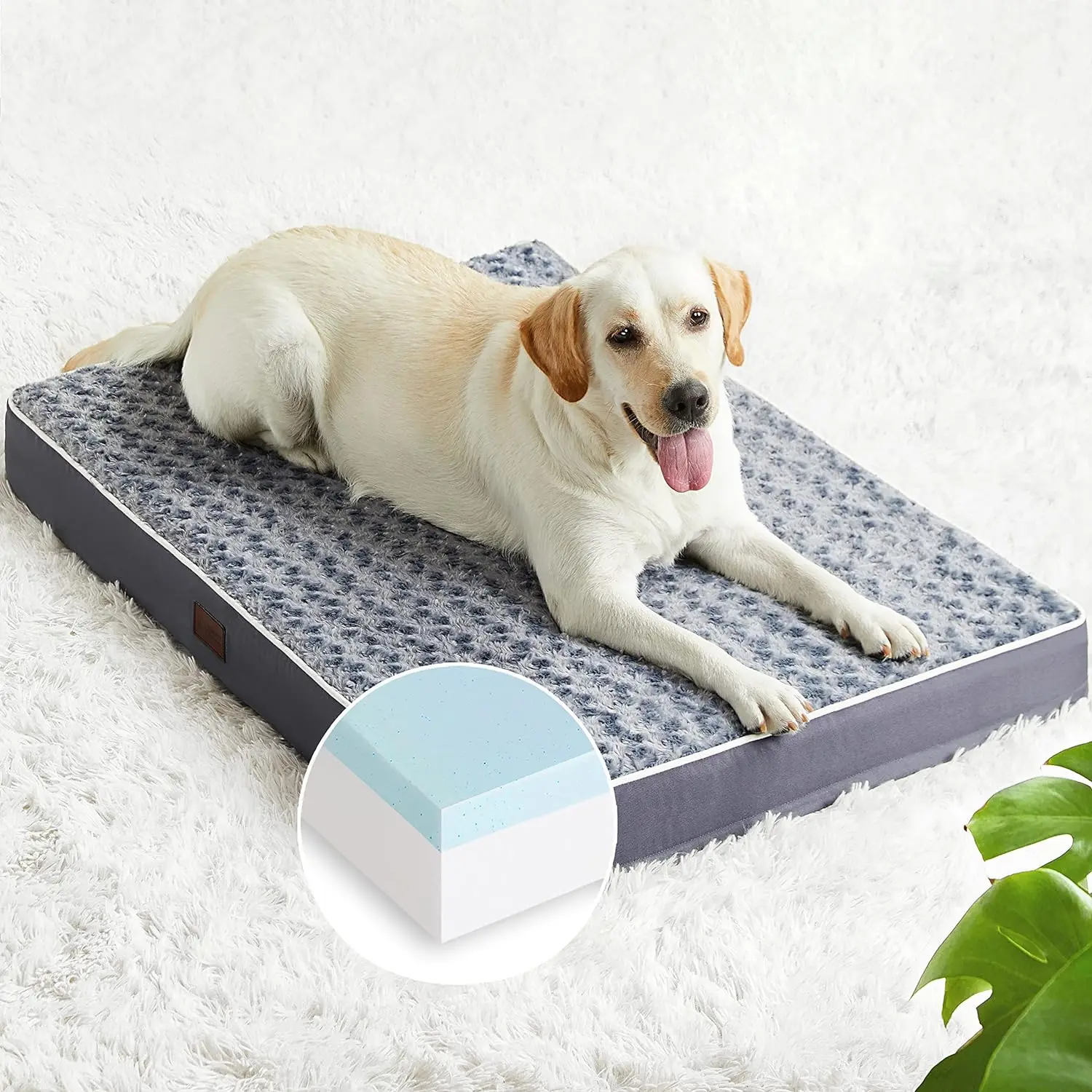 

Memory Foam Dog Bed for Large Dogs, Waterproof Dog Crate Bed, Washable Pet Mat with Removable Cover and Nonskid Bottom (47x29x3.