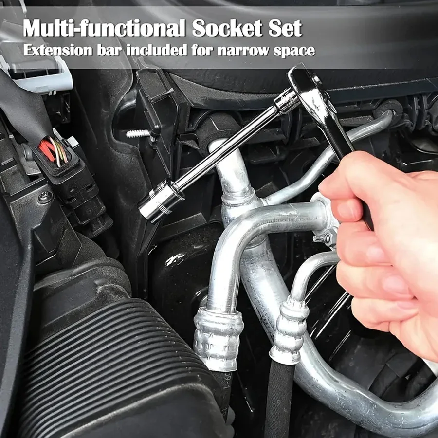 Wrench Set 46 Pcs Car Repair Tool Set Socket Wrench Set Wrench Tool Multi Tool Set Screwdriver Bit Ratchet Torque Quick Spanner Socket Key Hand Tools