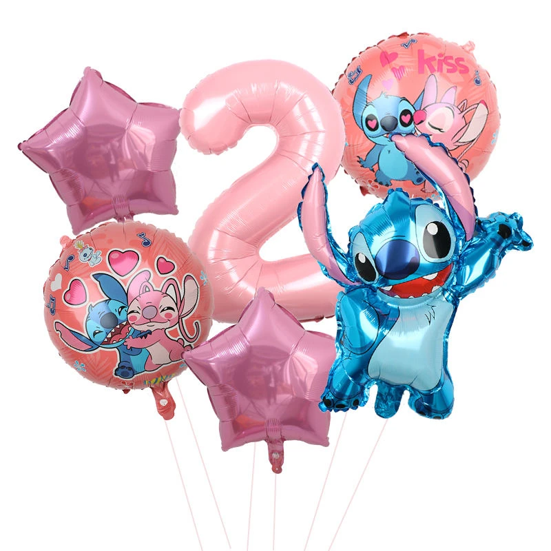 thumbnail image 1 of Nuevos suministros de decoración para fiesta de cumpleaños de Disney Lilo Stitch, globos, platos de papel Aloha, vasos, servilletas, manteles, baby shower para niños, 1 of 5