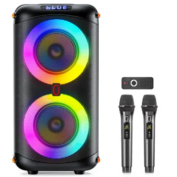 JYX T27 Wireless Bluetooth Speaker, Karaoke Machine with 2 Microphone, Home Karaoke Party Speaker with Led Light/6000Mah Battery 1