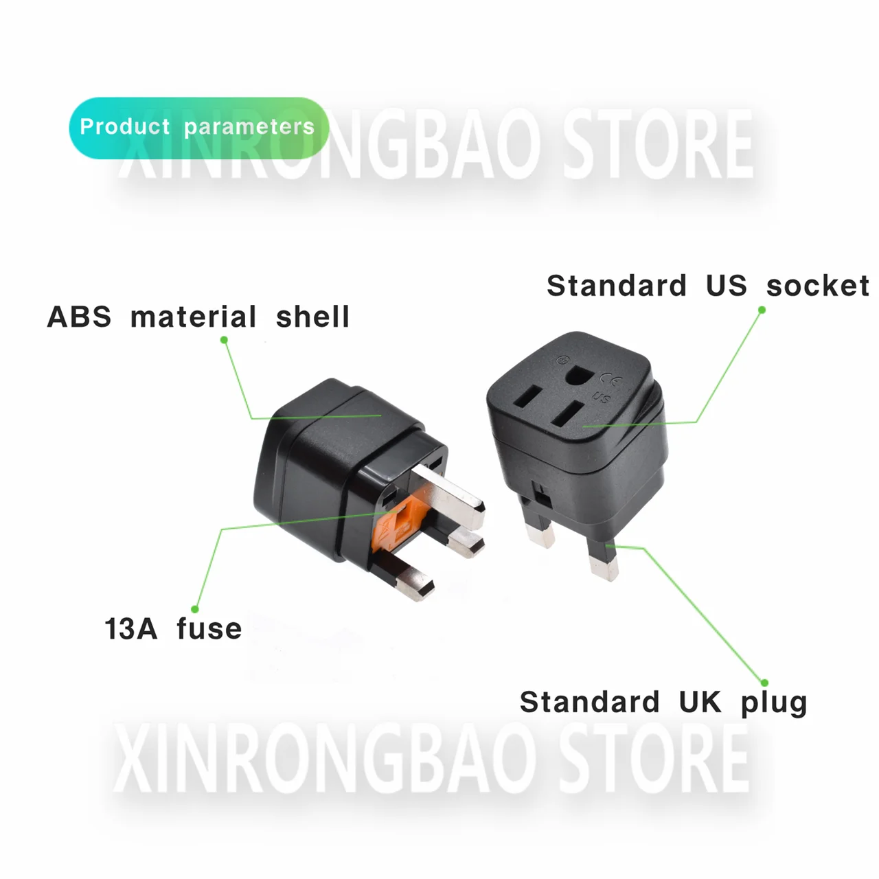 Universal US to UK Plug Adapter - Type A/B to Type G Travel Converter, 13A 250V