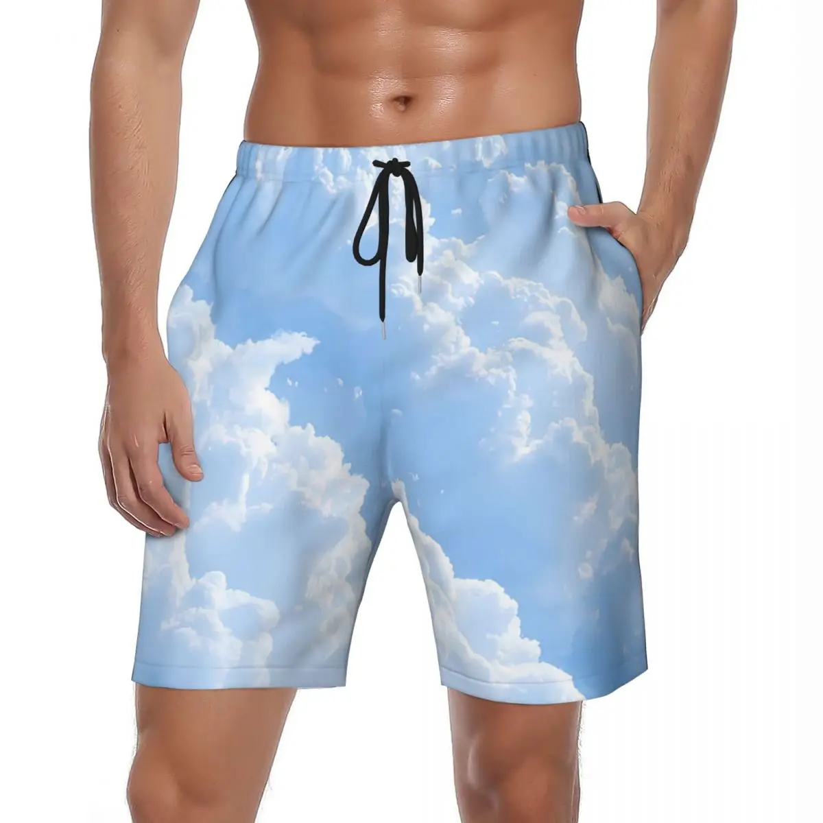 

Swimsuits White Cloud Sky Board Shorts Summer Sunny Fashion Stylish Beach Short Pants Men Running Surf Quick Drying Swim Trunks