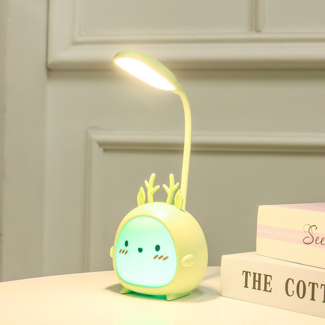 fashion cartoon deer cute led eye protection rechargeable desk lamp professional dimming student desk power saving