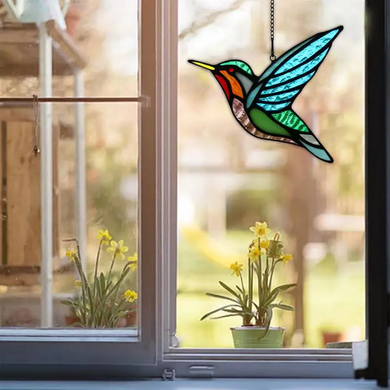 Bird Suncatcher Stained Bird Sun Catcher Home Garden Party Decoration Outdoor Garden Suncatcher For Hummingbird Lovers Window