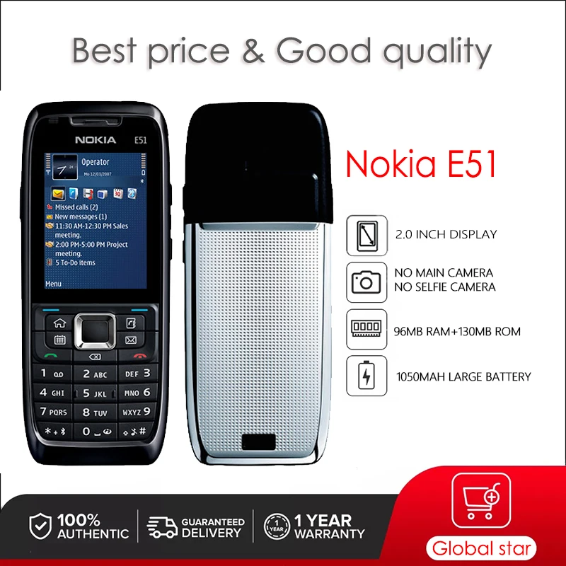 Zonder hoofd vergiftigen handleiding Nokia E51 Zonder Camera Originele Ontgrendeld Mobiele Telefoon 2.0Inch  1050Mah 96Mb Ram 130Mb Rom 3G hoge Kwaliteit Cellphone| | - AliExpress