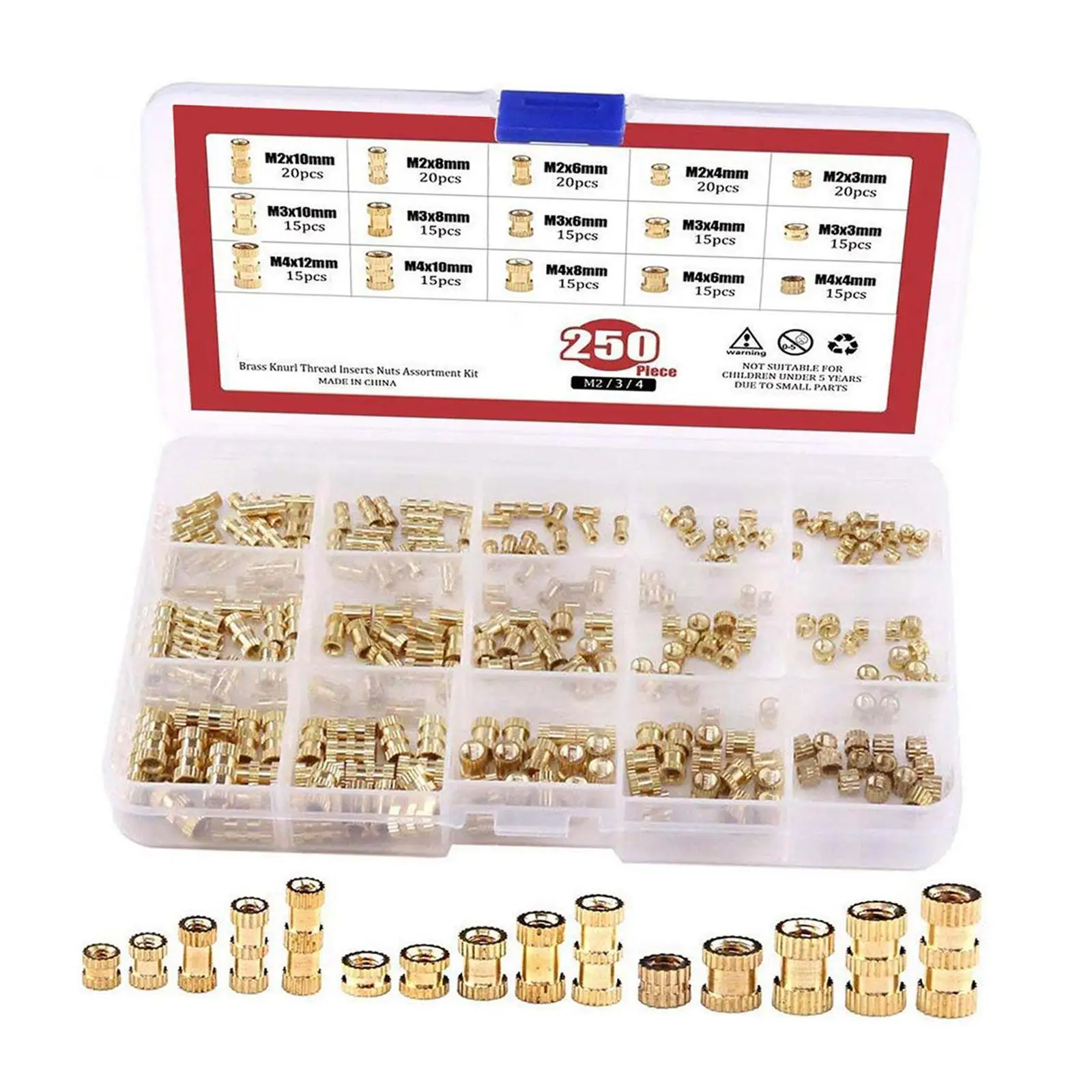 

250xCopper Threaded Inserts Nut for Daily Repair 3D Printing