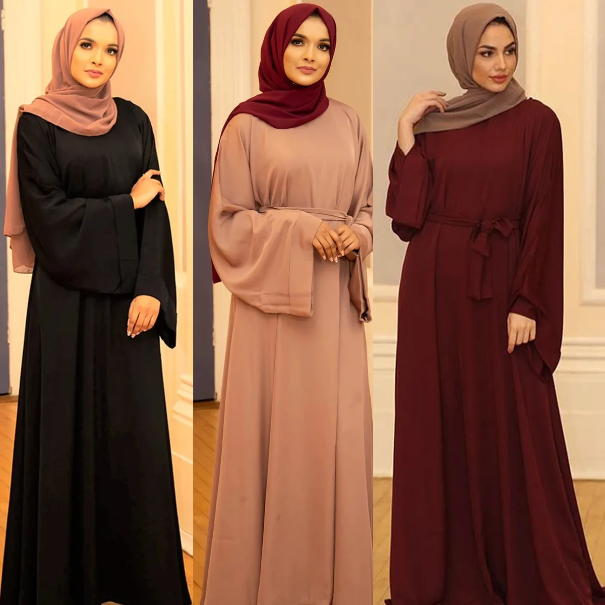 

Middle East Muslim Women's Arab Robe, Solid Large Dress